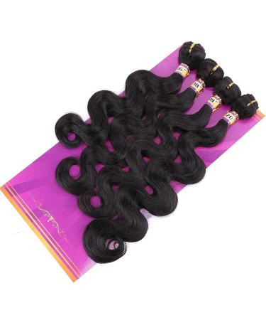 Natural Black Synthetic Body Wave Hair Bundles - 4 Bundles, 280g - Heat Resistant Fiber, Soft as Human Hair - Hair Extensions for Black Women - Buy Online on GoSupps.com