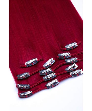 Clip In Extensions Set 100% Real Hair - 7 Pieces 70g Dark Red 55cm Hair Extensions for Volume & Length - Buy Online on GoSupps.com