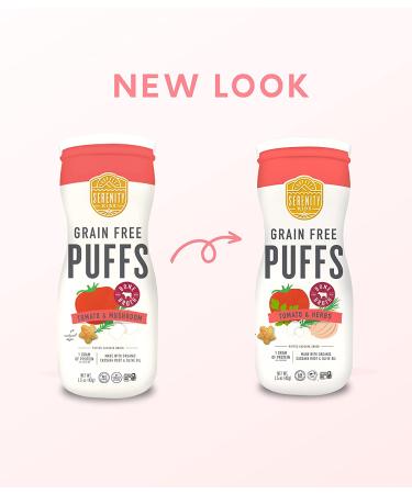 Serenity Kids Grain Free Puffs - Tomato & Mushroom 1.5 oz | Healthy Snack for Kids - Buy Online on GoSupps.com