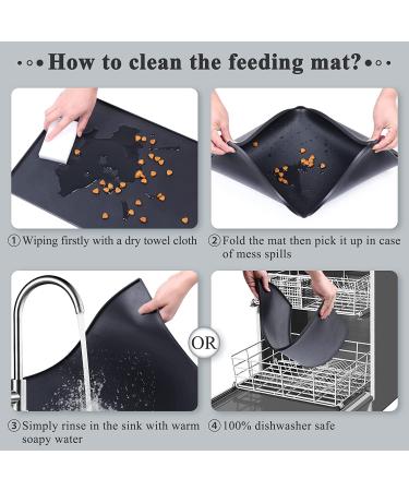 Vivaglory Waterproof Non-Slip Pet Food Mat 24x16 - Anti-Mess Raised Edge Dog Bowl Mat - Food Grade Silicone - Black - Buy Online on GoSupps.com