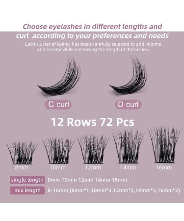 Individual D Curl 8mm Eyelash Segments - Natural DIY Eyelash Extensions | 1 Pack for Stunning Eye Makeup - Buy Online on GoSupps.com