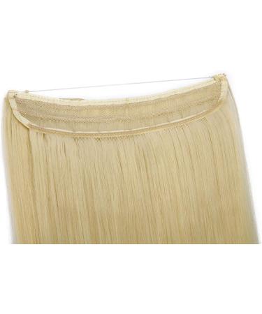 Hair Extensions no Clip Invisible Wire Adjustable Secret Rubber Band Hairpiece Real Natural Synthetic Fibre Hair 16 inch Straight Bleach Blonde - Buy Online on GoSupps.com