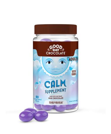 Good Day Chocolate Natural Calming Supplement for Adults Blend of Camomile Theanine Magnesium Fair Trade and Non-GMO Chocolate 80 Pieces 80 Count (Pack of 1)