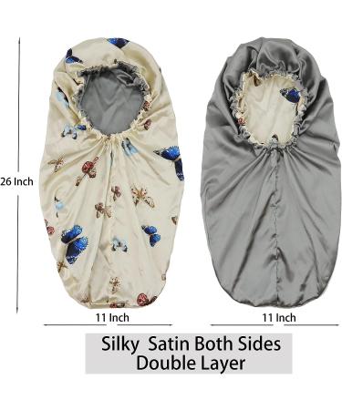 SAYMRE Satin Bonnet for Braids & Curly Hair | Adjustable Sleep Cap | Small-XX-Large | Long Butterfly Design - Buy Online on GoSupps.com