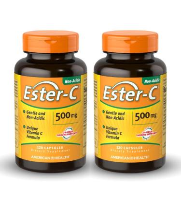 American Health Ester-C (500 mg) - 120 Capsules (Pack of 2) - 24-Hour Immune Support - Non-GMO Gluten Free - 120 Total Servings