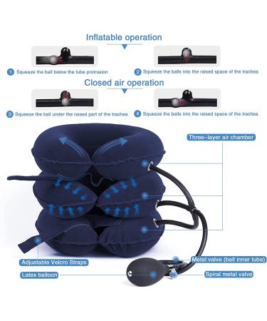 Inflatable Cervical Neck Traction Device for Chronic Pain Relief - Adjustable Support for Spine Alignment - Easy to Use at Home or Office (Blue) - Buy Online on GoSupps.com
