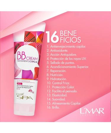 Shop L MAR BB Cream Hair Treatment - Anti-Aging Hydrating Frizz Control & Color Protection | Paraben & Salt Free - 8.8 oz - Buy Online on GoSupps.com
