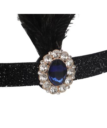 Vintage 1920s Flapper Headband Beaded Tassel Feather Headband Headpiece Black Feather Plastic Glass Hair Band Hair Accessories for Women Ladies Brides Wedding Party Fancy Dress Costume Headwear Black with Gem - Buy Online on GoSupps.com