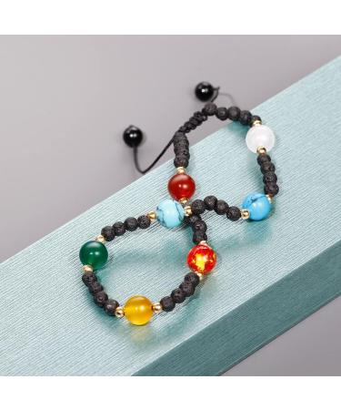 7 Chakra Lava Stone Ankle Bracelets for Women | Essential Oil Diffuser Jewelry | Meditation & Yoga Crystals Gifts - Buy Online on GoSupps.com