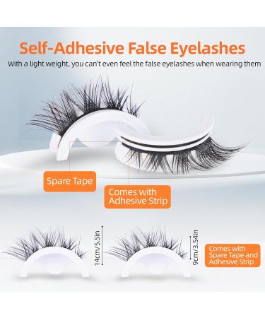 3 Pairs Self Adhesive Eyelashes Reusable False Eyelashes Pre Glued Eyelashes Stick on Eyelashes Long Thick Eyelashes No Glue/Eyeliner Needed Waterproof and Easy to Put on - Buy Online on GoSupps.com