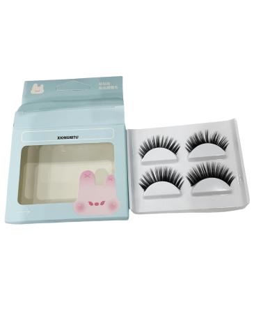 False Eyelashes 14mm natural 3d reusable thin eyelashes Natural appearance false eyelashes with glue for women 2 pairs