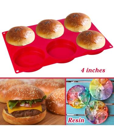 Webake Silicone 3 Inch and 4 Inch Round Disc Pan Set of 2 - Ideal for Cake, Muffin Tops, Buns, Custards, Tarts, Resin Coasters - 6 Cavity, Red - Buy Online on GoSupps.com