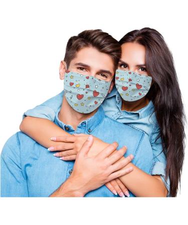 ZQP 50PCS Valentine Theme Printed Disposable_Face_Masks for Adult 3-ply Face Protection Covering with Elastic Earloop and Nose Clip for Outdoor Comfortable & High Filtration &Ventilation - Buy Online on GoSupps.com