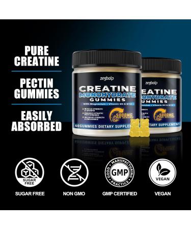 Buy Sugar Free Creatine Monohydrate Gummies (5000mg) | 120 Count for Muscle Support & Energy - Pineapple Flavor - International Shipping - Buy Online on GoSupps.com