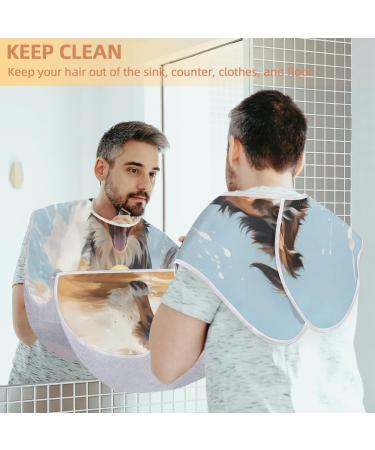 Happy Dog Beard Bib Apron - Beard Hair Catcher for Men | Perfect Father's Day & Christmas Gift for Dad & Husband with 2 Suction Cups - Buy Online on GoSupps.com