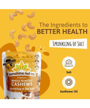 Sunshine Nuts Co. Whole Roasted Lightly Salted Cashews - Gluten Free, Peanut Free, Vegan Snack Packs - GMO Free - 2 Pack, 7 oz. Each - Buy Online on GoSupps.com