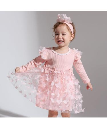PatPat Baby Girl Long Sleeve Tutu Dress | 12-18 Months | Light Pink - Buy Online on GoSupps.com