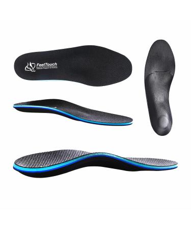 Breathable Microfiber Leather Orthotics Medium-High Strong Arch Support Inserts Best Shock Absorption Soft PORON Inserts for Plantar Fasciitis High Water-Absorption Insoles Relieve Foot Pain Men 8-8.5/Women 10-10.5 Black