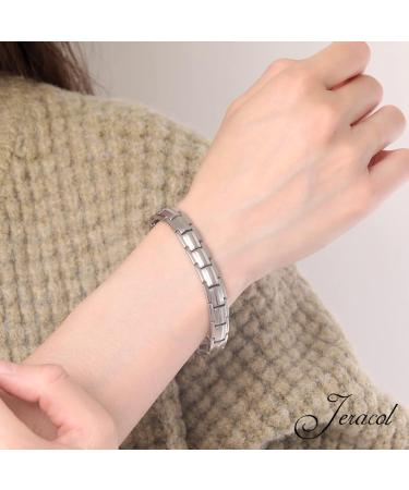 Jeracol Lymphatic Detox Magnetic Bracelet for Women - Adjustable Titanium Steel Brazaletes with Ultra Strength Magnets - 2X-Silver - Buy Online on GoSupps.com