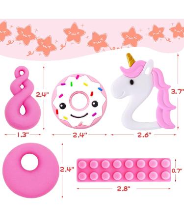 5 Pcs Unicorn Chew Necklace for Girls Kids - Silicone Teething Necklace for Baby | Sensory Oral Motor Aid with Autism ADHD - Pink - Buy Online on GoSupps.com