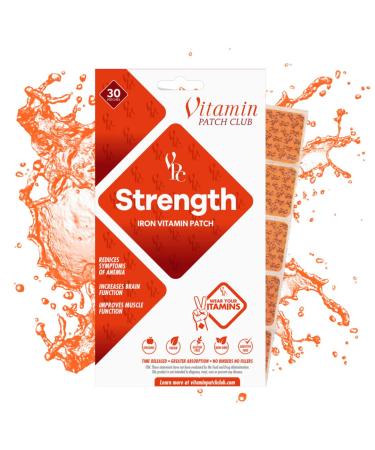 Vitamin Patch Club - Strength Iron Topical Patches Containing Restorative Ingredients to Help Maintain Healthy Muscles Blood Cells and Energy Levels for Men & Women USA Made (30 Patches)