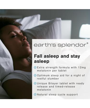 Earth's Splendor Melatonin 12 MG Bilayer Tablets Sleep Aid Supplement 60 Count - 2 Month Supply Melatonin - Buy Online on GoSupps.com