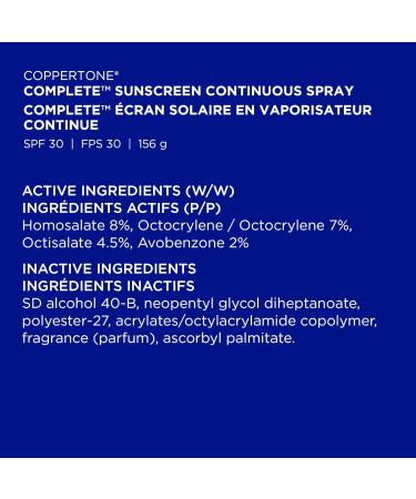 Coppertone Complete SPF 30 Sunscreen Spray Water Resistant Spray Sunscreen 156g Spray SPF 30 156 g (Pack of 1) - Buy Online on GoSupps.com