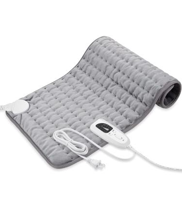 Heating Pad - Electric Heating Pads - Hot Heated Pad for Back Pain Muscle Pain Relieve - Dry & Moist Heat Therapy Option - Auto Shut Off Function (Light Gray, 12" x 24") Light Gray 12" x 24"