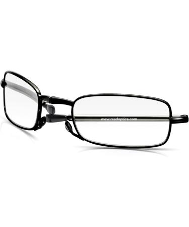 Buy Read Optics Foldable Full-Rim Reading Glasses for Men/Women - Prescription 2.0 Black Rectangular Style Includes Hard Shell Case & Travel Aid - Buy Online on GoSupps.com