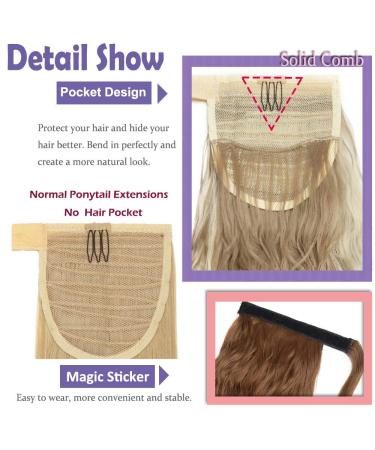 Ponytail Clip-In Braid Extension | Wavy Sandy Blonde & Bleached Hair | 20 (50cm) Realistic Hairpiece - Buy Online on GoSupps.com