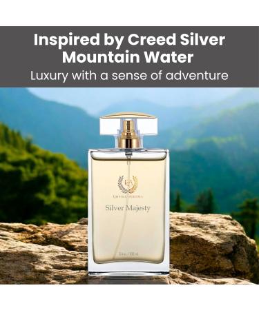 Silver Majesty Inspired by Creeds Silver-Mountain Water Cologne - Crisp Alpine Fragrance with Bergamot & Sandalwood for Men & Women - Fragrance Oil Blend for Day & Evening Wear 3.4 oz 100Ml - Buy Online on GoSupps.com