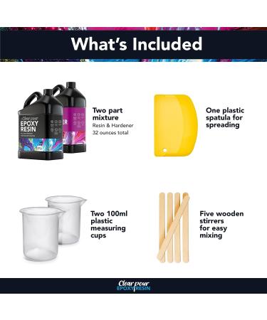 CLEAR POUR 32oz Epoxy Resin Kit - Crystal Clear Art Resin for Crafts, Jewelry, DIY Projects - 16oz x 2 Bottles - Perfect for Tumblers, Wood & Resin Molds - Buy Online on GoSupps.com