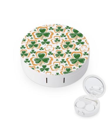 St. Patrick's Day Irish Shamrock Contact Lens Case Travel Portable Travel Contact Lens Box with Mirror
