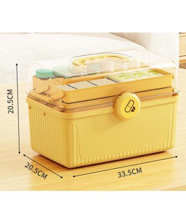 Large Capacity Shockproof Medicine Storage Box - 3 Layers Portable & Waterproof for Home & Outdoor Use | Lemon Yellow - Buy Online on GoSupps.com