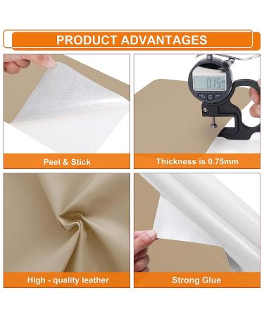 Self-Adhesive Leather Repair Patch 8x11 inch Tape for Couches, Car Seats, Handbags - Beige - Buy Online on GoSupps.com