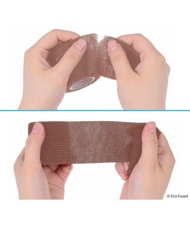 Self Adhering Bandage - Sport Injury Wrap Tape (Pack of 6) | Elastic Water Repellent & Breathable Muscle Support | Non-Stick Easy to Apply & Tear | Light & Brown Skin Options Available - Buy Online on GoSupps.com