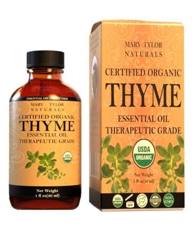 Organic Thyme Essential Oil (1 oz), USDA Certified, Premium Therapeutic Grade, 100% Pure and Natural, Perfect for Aromatherapy, Relaxation, Improved Mood and Much More by Mary Tylor Naturals