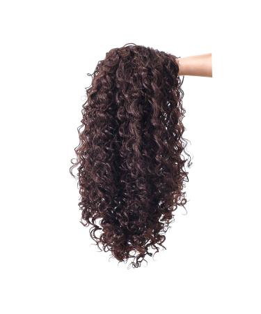 SWACC 20-Inch Long Big Bouffant Curly Wig for Women | Dark Brown-4# | Heat Resistant Synthetic Fiber | Includes Wig Cap - Buy Online on GoSupps.com