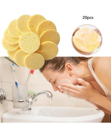 20 Pack Reusable Yellow Makeup Sponges - Natural Facial Cleaning & Makeup Removal Sponge - Buy Online on GoSupps.com