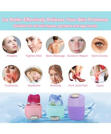 Ice Roller 2 IN 1 Facial Massager for Eyes & Neck - Puffiness Relief & Depuffing Eye Bags - Reusable Silicone Beauty Tool - Blue - Buy Online on GoSupps.com