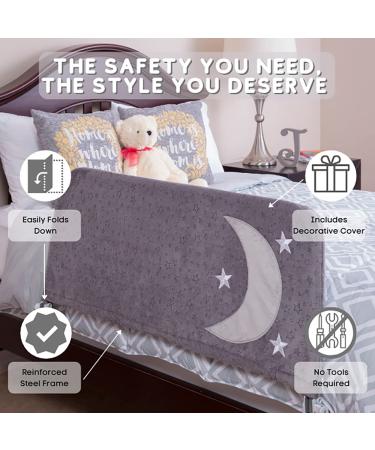 Beautiful Bed Rail for Toddlers - Includes Decorative Cover with Inside Pocket - Kids Safety Guard Rail - Toddler Bed Rails for Children - Fits Twin  Full  Queen and King - Extra Long 54" Grey Grey Extra Long 54" - Buy Online on GoSupps.com
