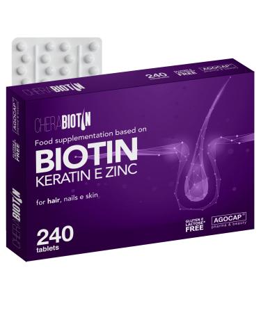 Cherabiotin biotin Hair Growth with Keratin and Zinc. Vitamins for Hair Nails and Skin. Biotin for Hair Growth and Anti-Hair Loss in Women. 240 Micro Tablets 8 Months Supply