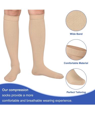 GODORIO Closed Toe Compression Socks 20-32mmHg Knee High - Best for Running, Nursing, Hiking - Beige - Size M - Buy Online on GoSupps.com