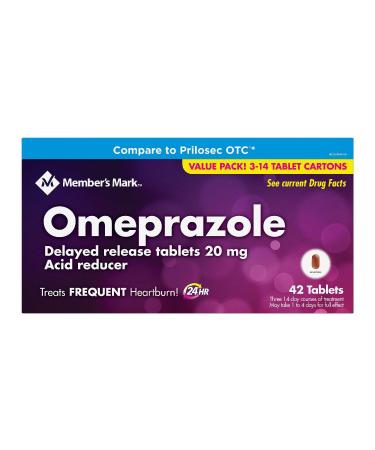 Member's Mark Omeprazole Acid Reducer 3-14 Tablet Cartons for a Total of 42 Tablets by Simply Right