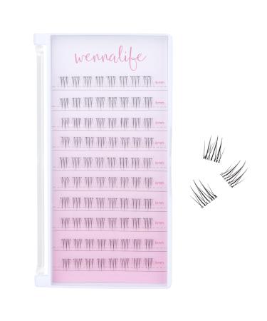 WENNALIFE Bottom Lashes Self Adhesive Lash Clusters Clear Band Natural Individual Bottom Lash Extensions DIY Glueless Eyelashes Clusters Cat Eye Lashes Pestaas Postizas Naturales 6mm 80pcs #Fire Bottom Lashes-S Set #Fire