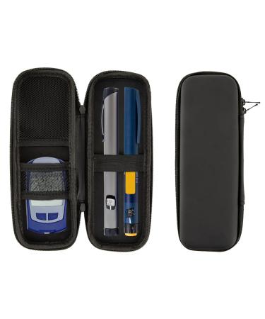 Chengyououm Insulin Pen cooling bag diabetic medication bag isolated medication bag aircraft cool diabetes medication cool box for syringes for diabetic accessories (black-1 piece)