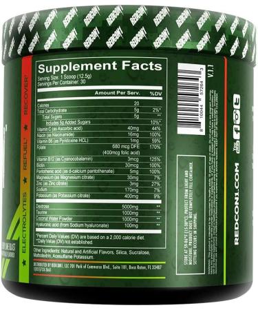 Redcon1 Canteen 30 Servings - Hydration Electrolytes with Vitamins & Minerals - Cherry Lime Blast for Pre & Post Workout Recovery - Buy Online on GoSupps.com