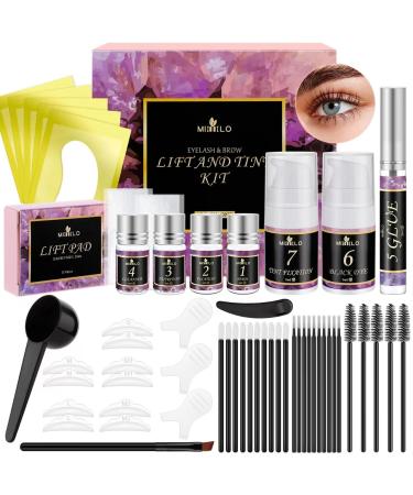 Lash Lift Kit and Color Kit 4 in 1 Brow Lamination Kit Professional Eyelash Perm Kit and Eyebrow Lamination Kit Lasting for 6-8 Weeks Suitable for Salon & Home Use
