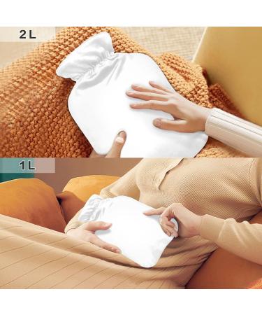 White Hot Water Bottle with Cover - 1L Pain Relief Bed Warmer & Hot Water Heating Pad for Sports Injuries - Buy Online on GoSupps.com