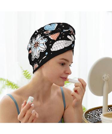 Floral Rabbit Microfiber Hair Towel - Soft Super Absorbent Quick Dry Wrap for Long Curly Hair | Coral Velvet for Women - Buy Online on GoSupps.com